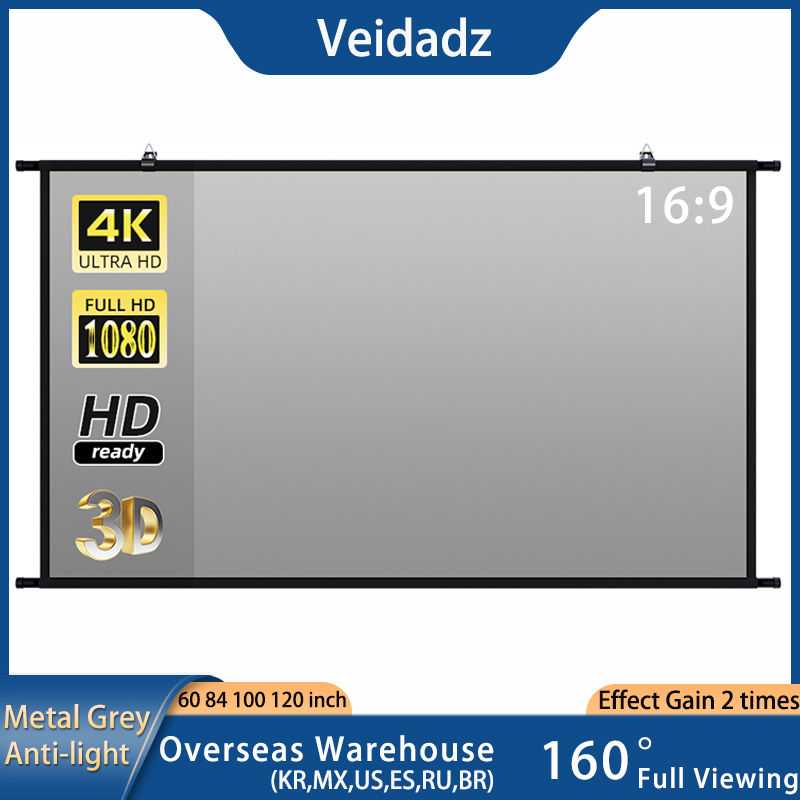 Home Cinema Screen - VEIDADZ Projector Screen Wall Mounted Grey