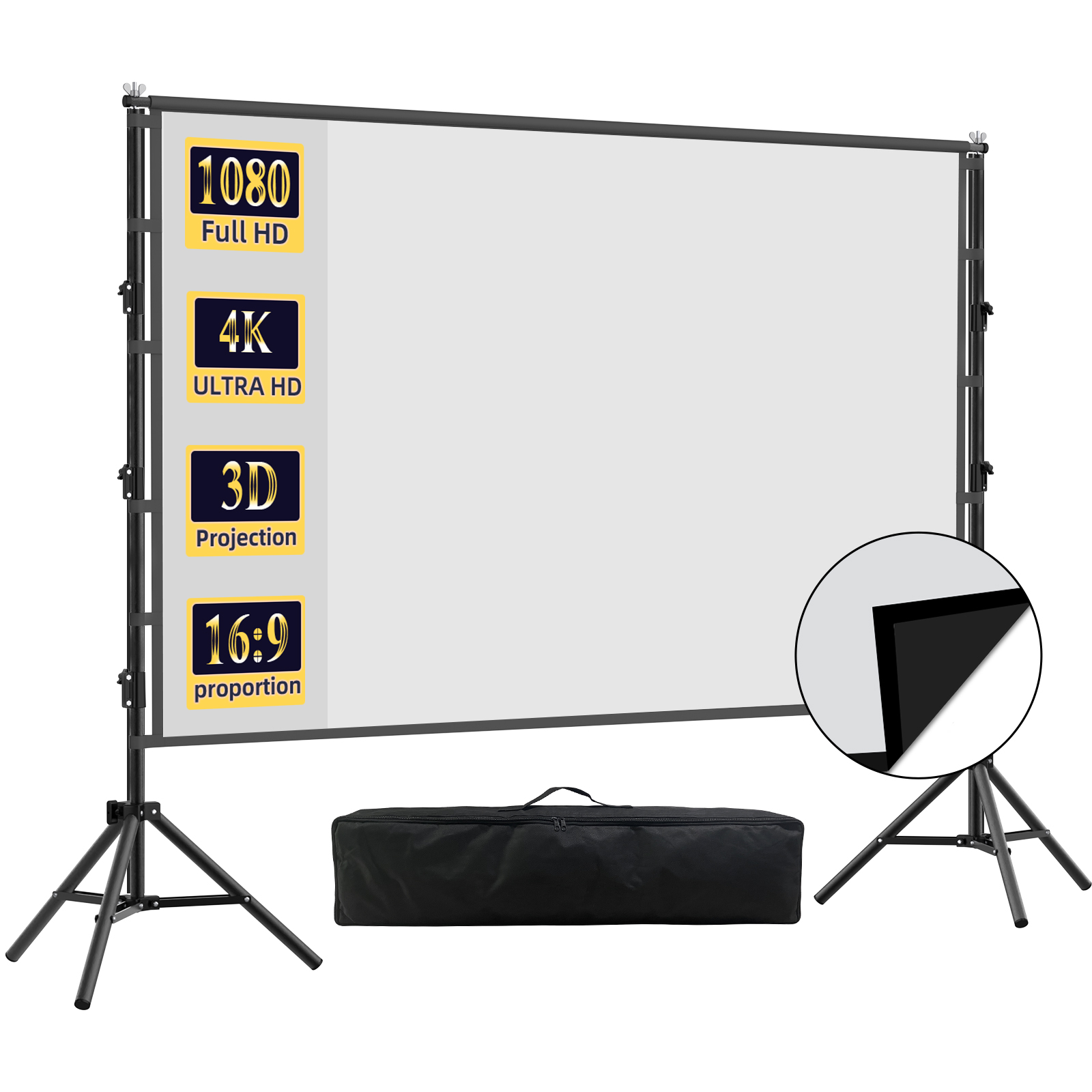 Home Cinema Screen - VEIDADZ Projection Screen With Stand, Black