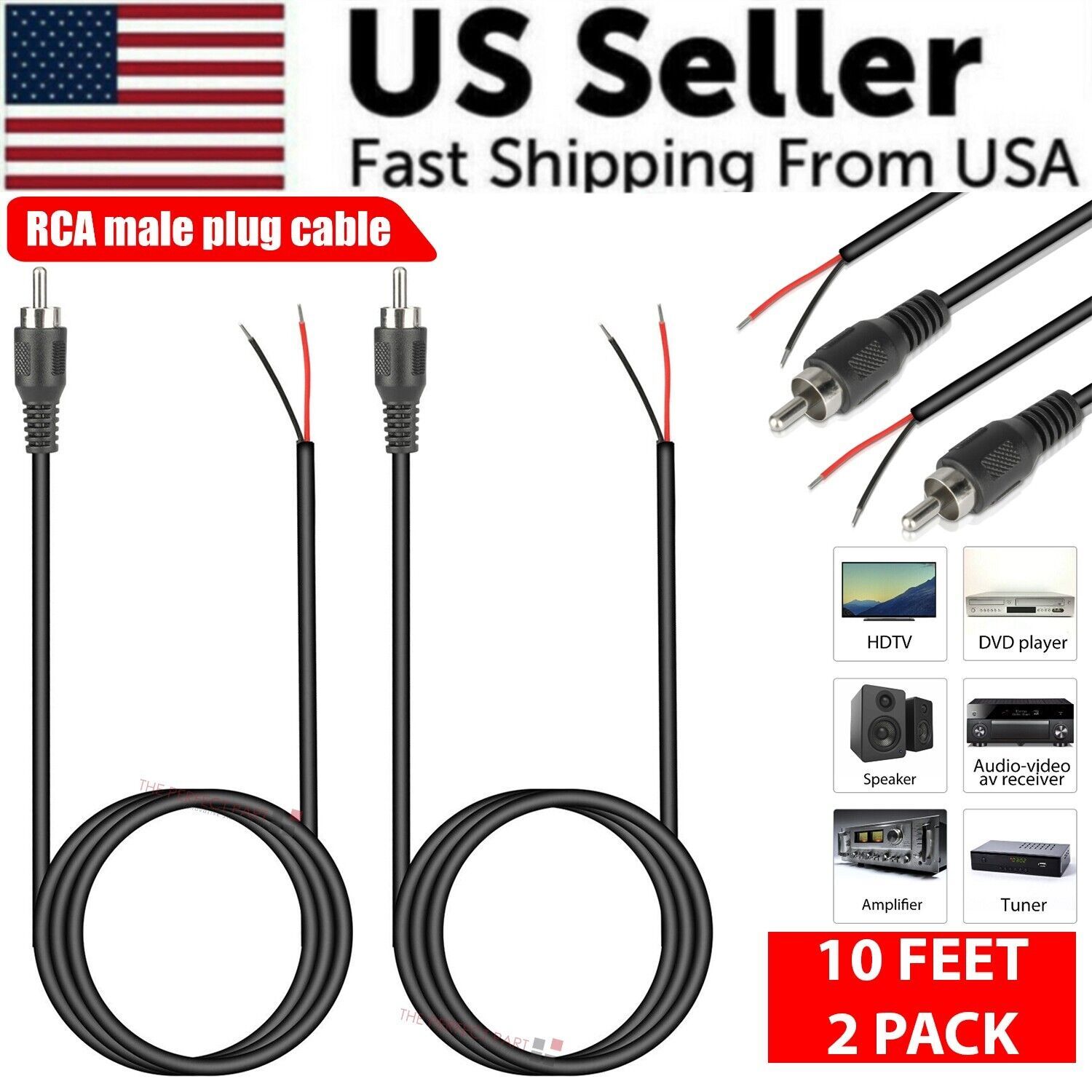 2-Pack 10ft RCA Male Plug To B - Home Cinema Idea recension och pris