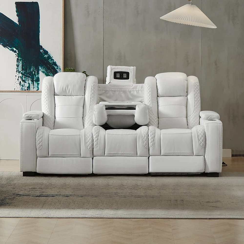 Luxury Power Recliner White Le - Home Cinema Usa recension och pris