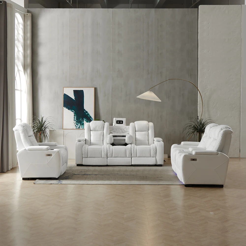 Luxury Power Recliner White Le - Home Cinema Usa recension och pris