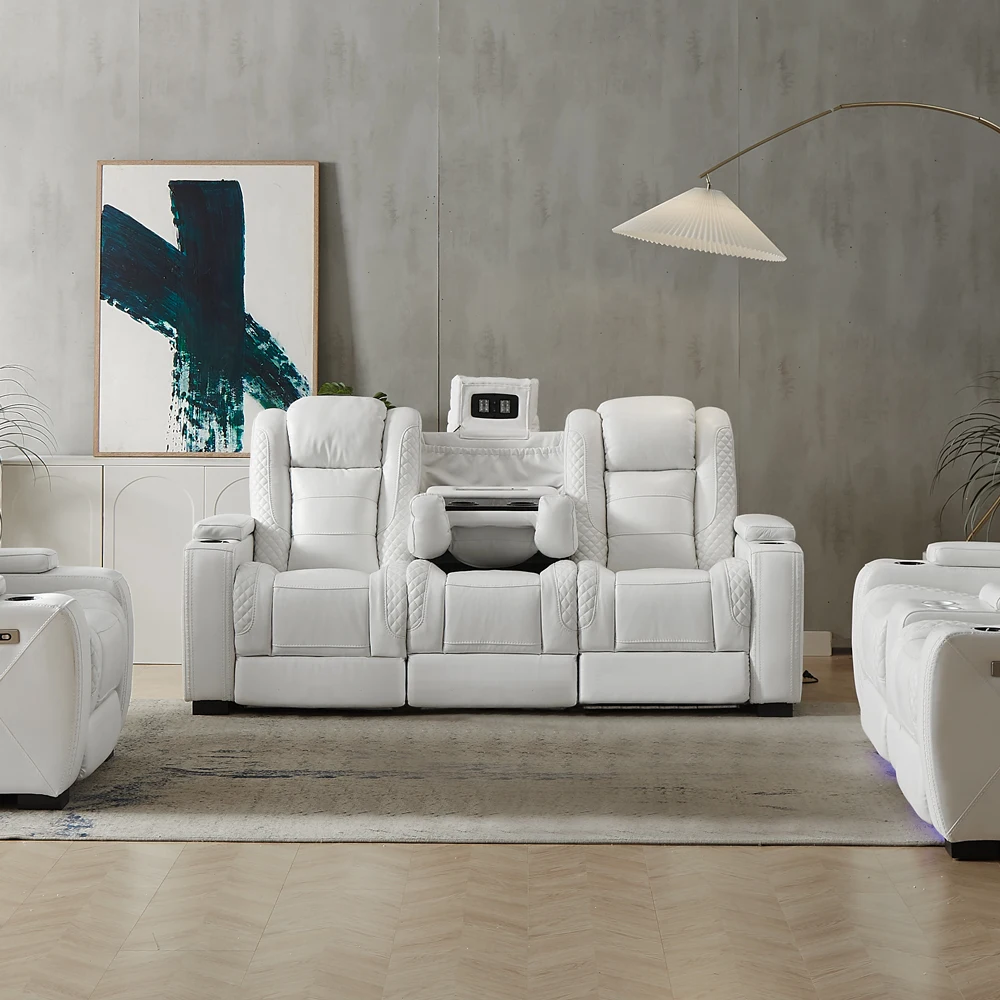 Luxury Power Recliner White Le - Home Cinema Usa recension och pris