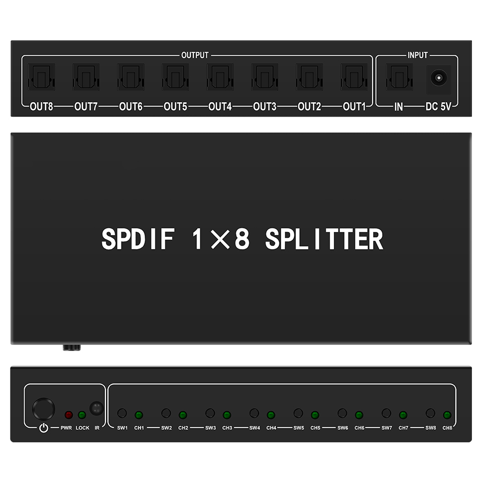 Optical Audio Splitter,1 in 8  - Home Cinema Idea recension och pris