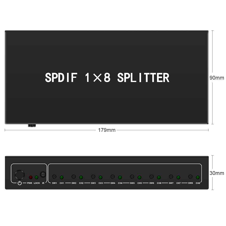 Optical Audio Splitter,1 in 8  - Home Cinema Idea recension och pris