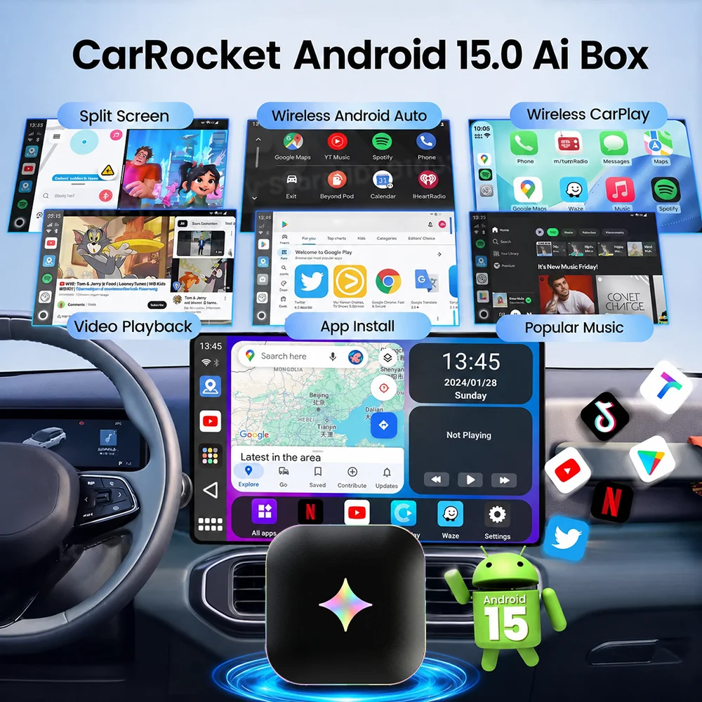 2026Android15 CarPlay Ai Box C - Home Cinema Youtube recension och pris