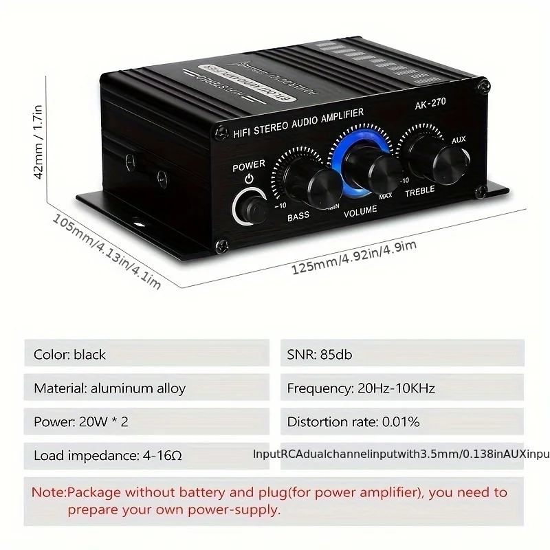 AK-270 400W Mini Power Amplifi - Home Cinema Idea recension och pris